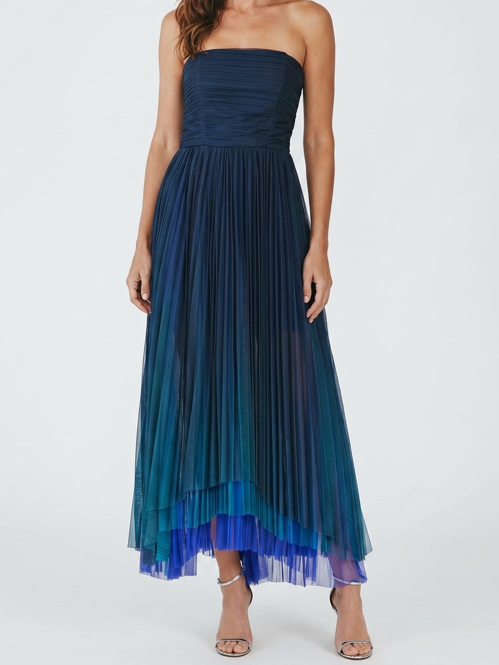 Chelsea 28 Tulle Party Dress Ombre Pleated Midi Dress - Picture 4 of 5